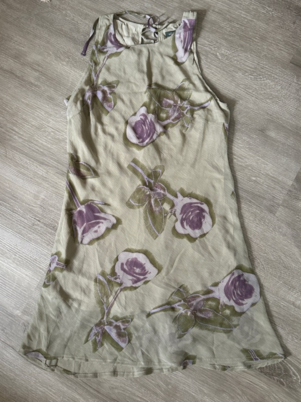 wild fable Olive Green Mini Dress with Lavender Rose Print